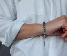 Load image into Gallery viewer, Herkimer Diamond from US Silver Bracelet "Stone of Light" - round beads 7-8 mm