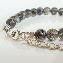 Load image into Gallery viewer, Herkimer Diamond from US Silver Bracelet "Stone of Light" - round beads 7-8 mm