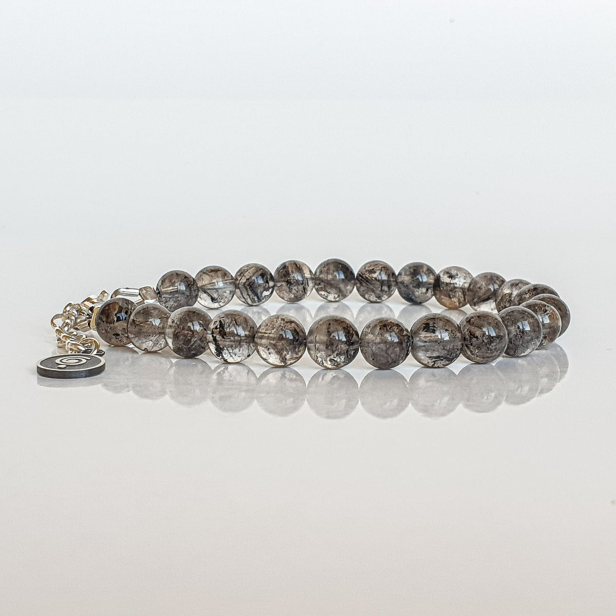 Herkimer Diamond from US Silver Bracelet "Stone of Light" - round beads 7-8 mm