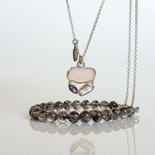 Load image into Gallery viewer, Herkimer Diamond from US Silver Bracelet "Stone of Light" - round beads 7-8 mm