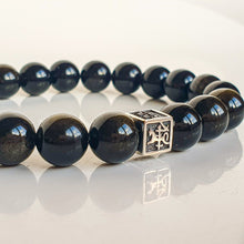 Load image into Gallery viewer, Obsidian Silver 925 Bracelet for Men Vytis "Inner Strength"