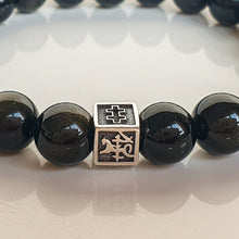 Load image into Gallery viewer, Obsidian Silver 925 Bracelet for Men Vytis "Inner Strength"
