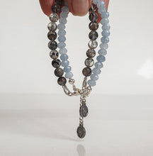 Load image into Gallery viewer, Herkimer Diamond from US Silver Bracelet "Stone of Light" - round beads 7-8 mm