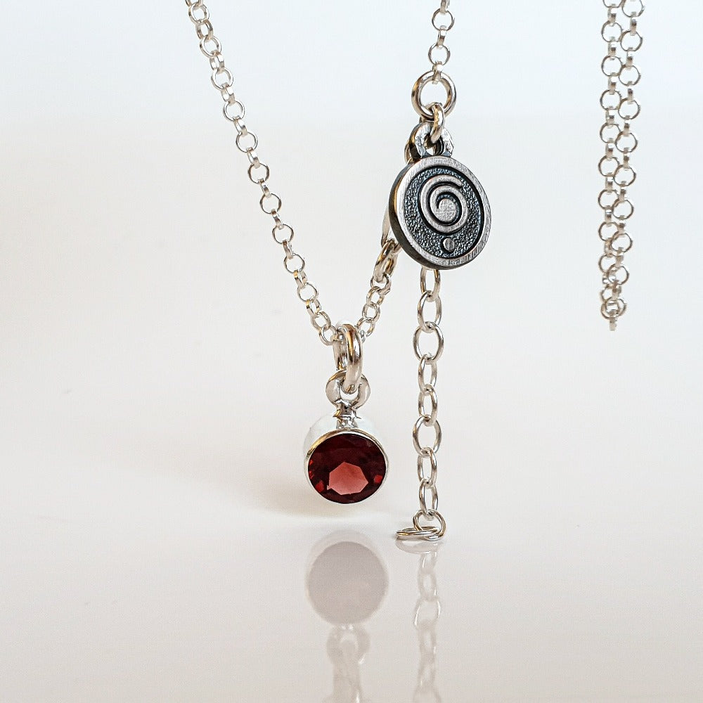 Elegant Red Garnet Silver 925 Necklace Pendant "Vitality"
