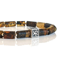 Load image into Gallery viewer, Tamsaus gintaro sidabro 925 apyrankė Vytis - "Saulės istorijos"