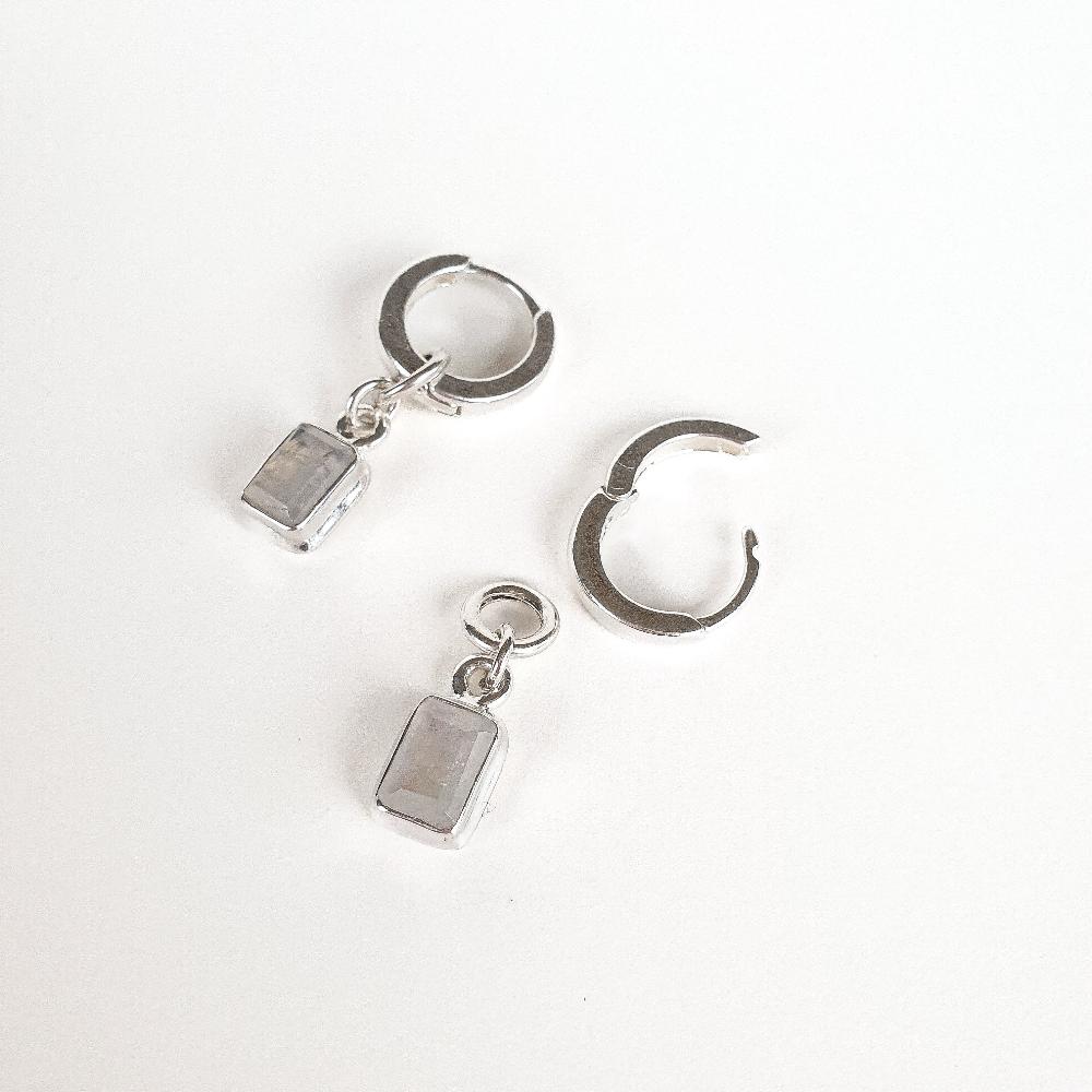 Elegant Silver 925 Earrings "Intuition" with High Grade AAA White-Blue Moonstone