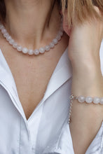 Load image into Gallery viewer, Pink Quartz Adjustable Silver Bracelet for Women "Tenderness"