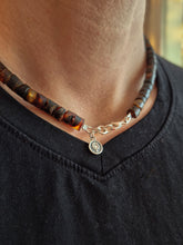 Load image into Gallery viewer, Black Baltic Amber Silver 925 Necklace for Men "Sun Stories"