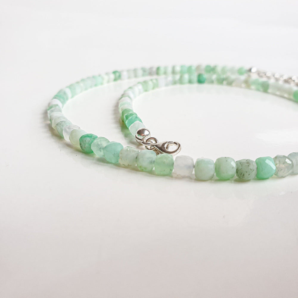 Chrysoprase Necklace for Women with Silver 925 "Gentle Harmony" - Petit Secret