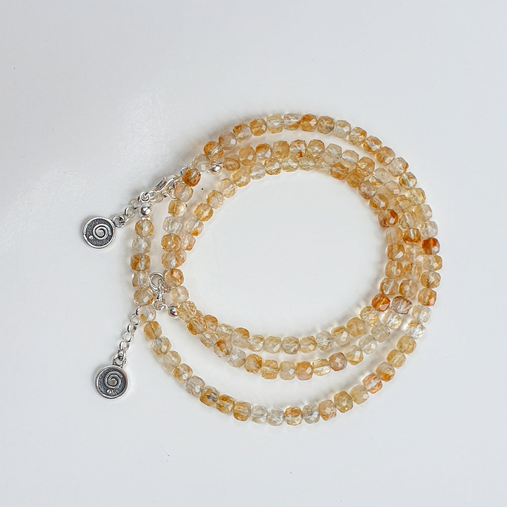 Set of Citrine Bracelet and Necklace for Women with Silver 925 "Stone of Abundance" - Petit Secret