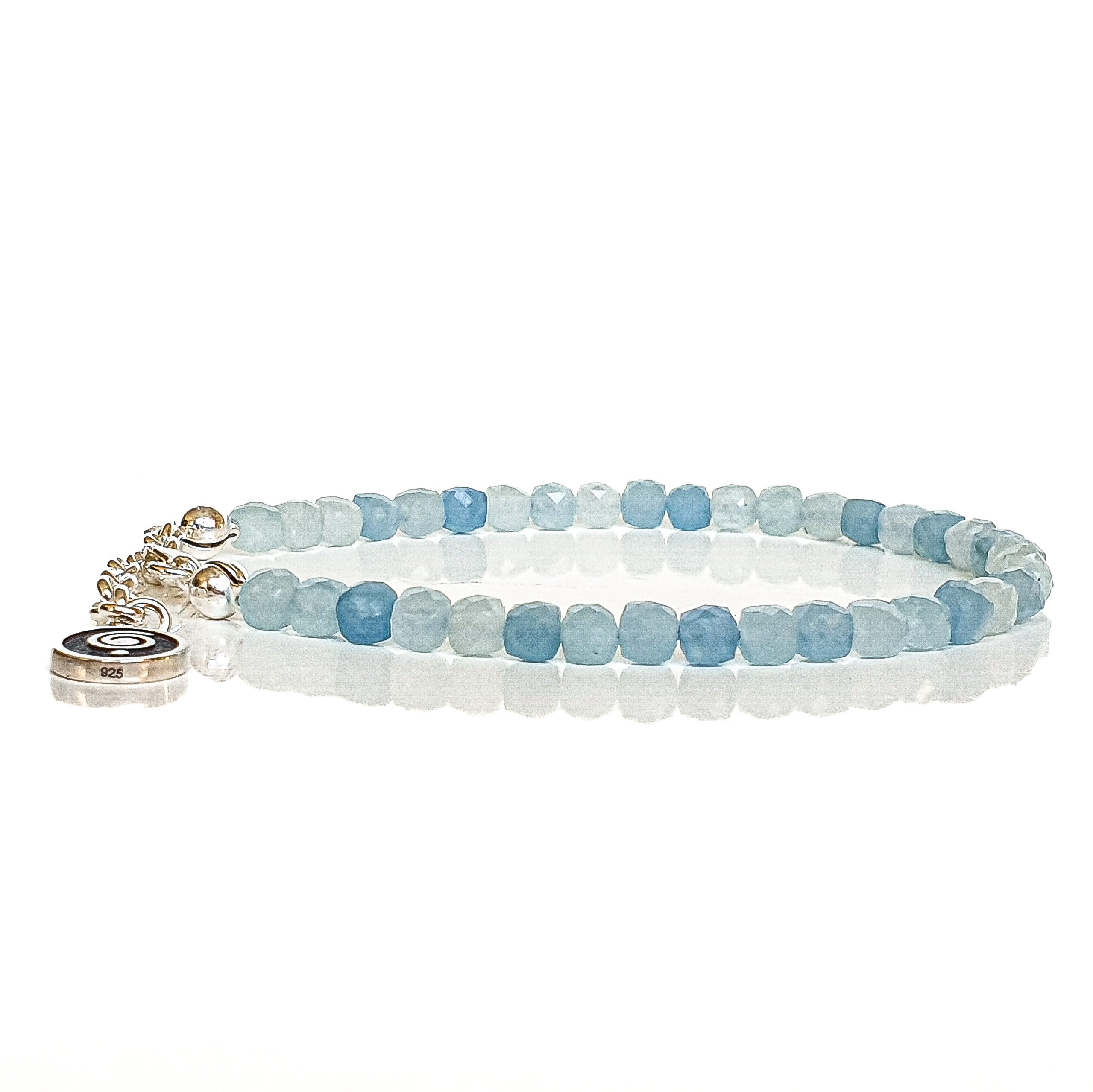 Aquamarine A+ Cube Silver 925 Bracelet for Women | Stone of Faith