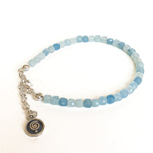 Load image into Gallery viewer, Aquamarine Delicate Cube Silver 925 Bracelet for Women "Stone of Faith"