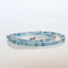 Load image into Gallery viewer, Aquamarine cube Silver 925 Necklace for Women "Stone of Faith"