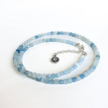 Load image into Gallery viewer, Aquamarine cube Silver 925 Necklace for Women "Stone of Faith"
