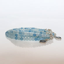 Load image into Gallery viewer, Set of Aquamarine cube Silver 925 Necklace and Bracelet for Women "Stone of Faith"
