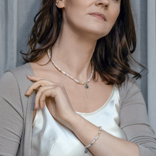 Load image into Gallery viewer, Rožinio opalo sidabro vėrinio ir apyrankės rinkinys moterims "Meilė sau"