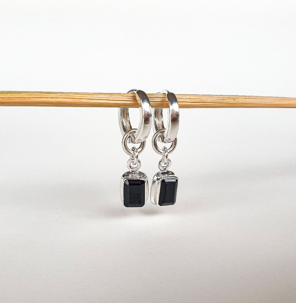 Elegant Silver 925 Earrings with Black Spinel "Evolution"