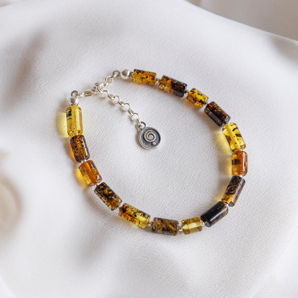 Honey Baltic Amber Silver 925 Bracelet for Women | Sun Stories