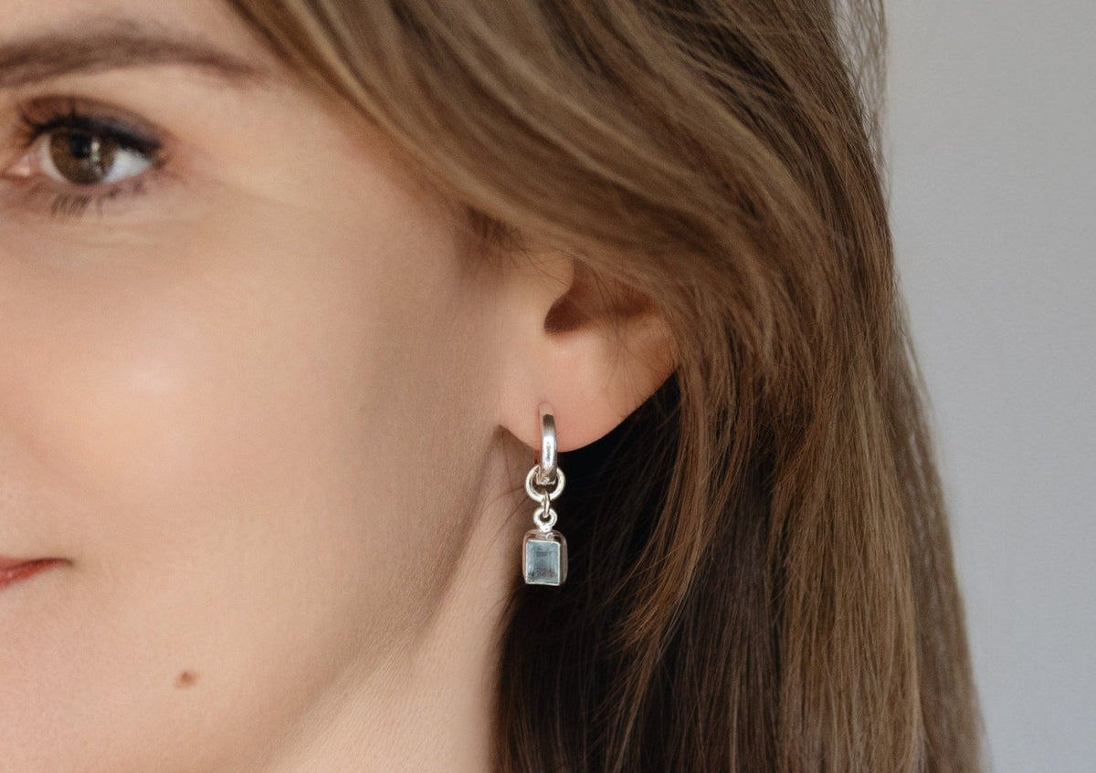 Elegant Silver 925 Earrings "Stone of Faith" with High Grade Blue Aquamarine