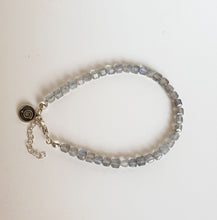 Load image into Gallery viewer, Labradorite A+ Cube Beads Silver Bracelet for Women "The Guardian" - Petit Secret