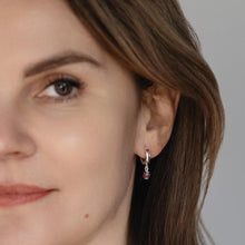 Load image into Gallery viewer, Subtilūs sidabro 925 auskarai su rausvuoju turmalinu "Harmonija"