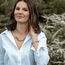 Load image into Gallery viewer, Kianito A+ iš Brazilijos, sidabro kaklo vėrinio ir apyrankės rinkinys "Pakylėjimas"