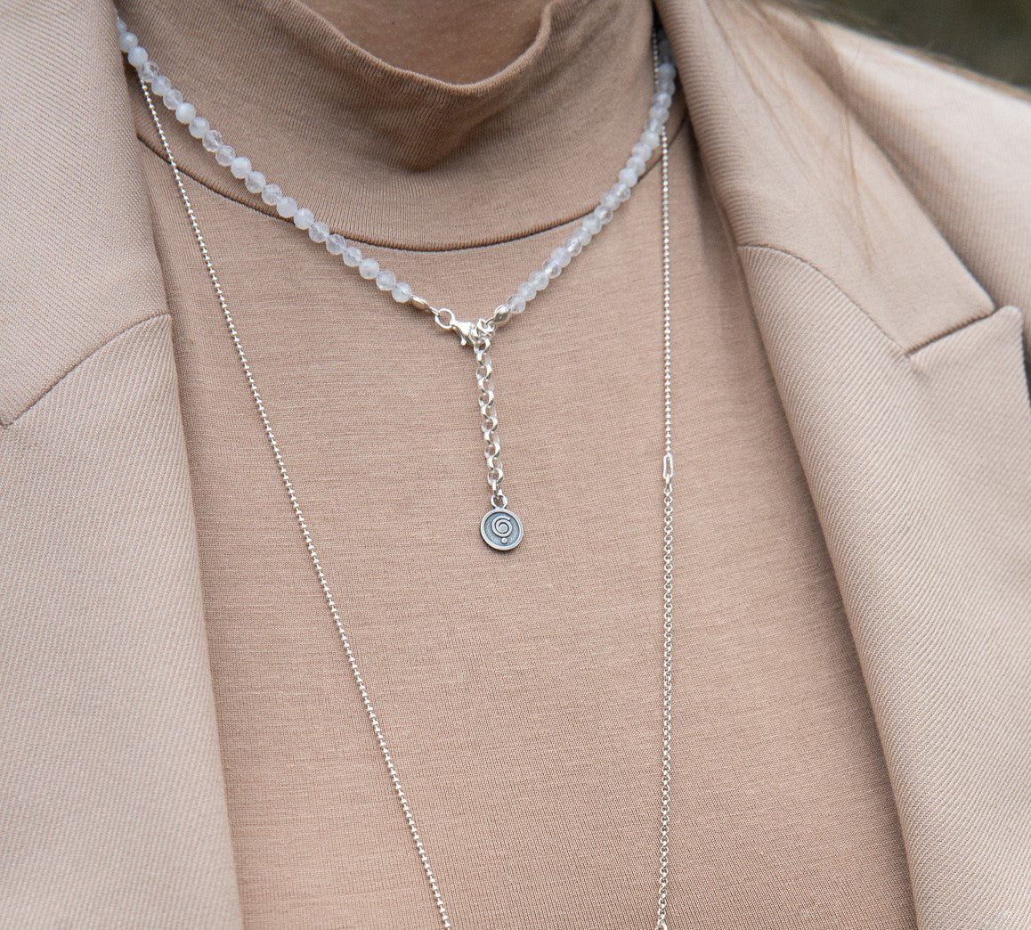 Set of Moonstone Silver Necklace and Bracelet "Intuition" - Petit Secret