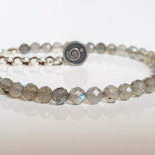 Load image into Gallery viewer, Labradorite A+ Round Bead Silver Bracelet for Women "The Guardian" - Petit Secret