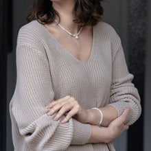 Load image into Gallery viewer, Mėnulio akmens A+ subtilus sidabro vėrinio ir apyrankė rinkinys moterims "Intuicija"