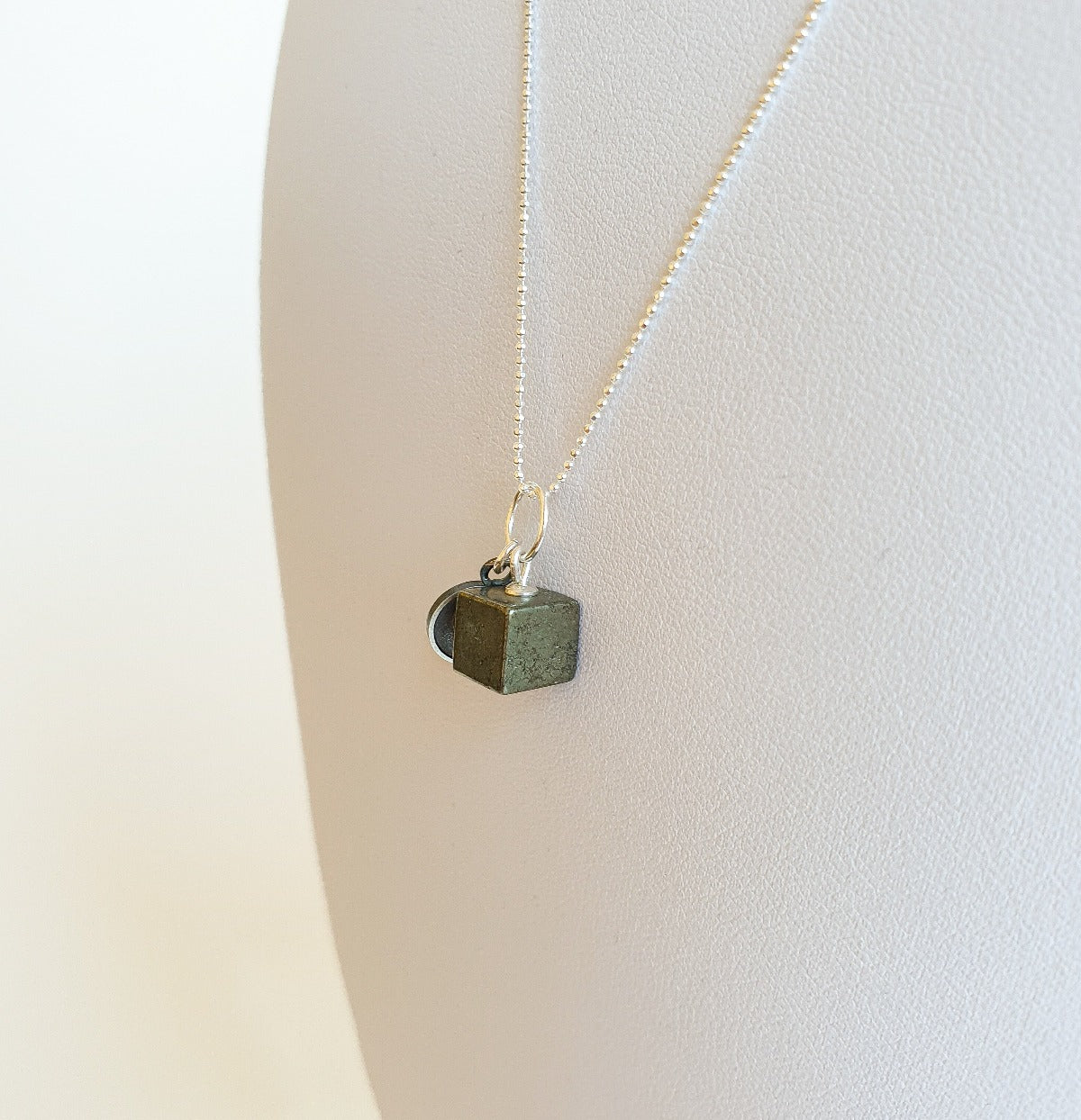 Pyrite Pendant with Chain for Women Silver 925 "Positive vibe"